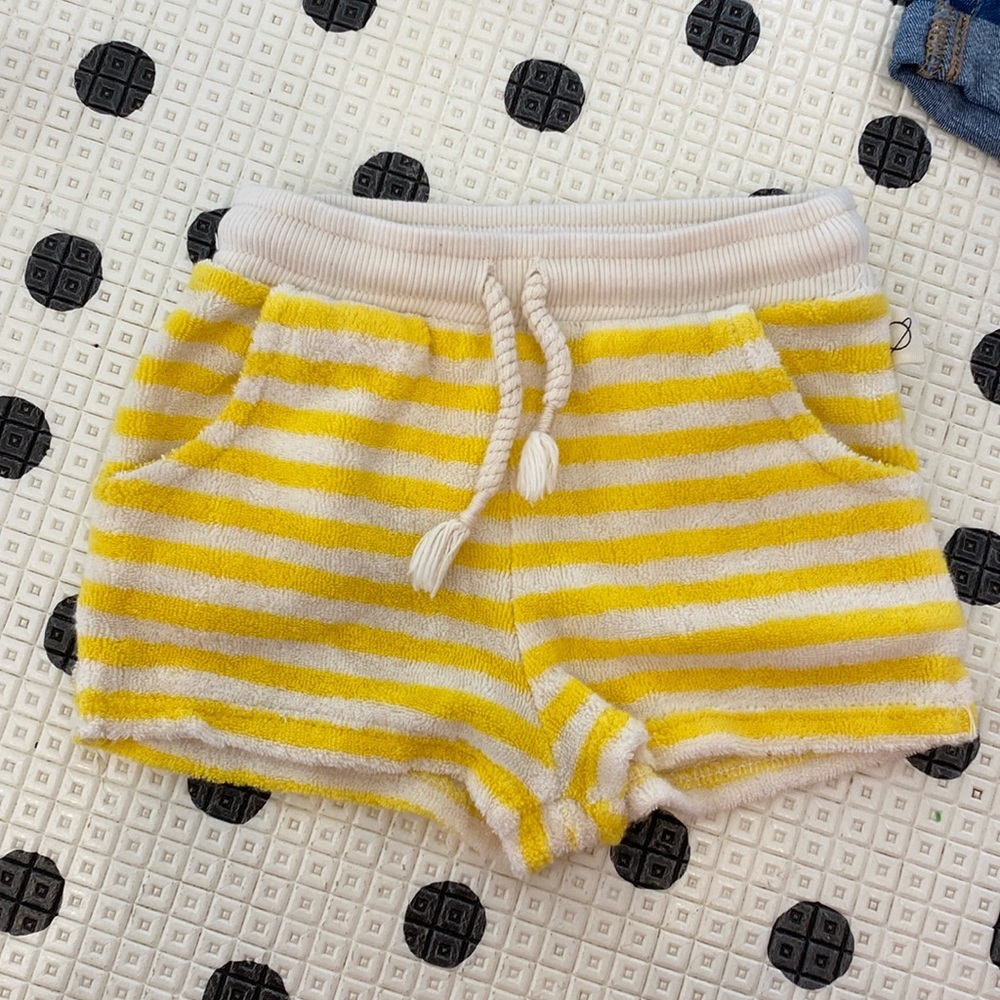 MY LITTLE COZMO TERRY STRIPED SHORTS